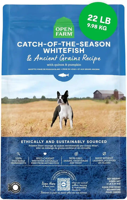 Open Farm Ancient Grains Dry Dog Food, Wild Caught Salmon Kibble, 22Lb Bag | All Life Stages, All Breed Sizes, Protein-Rich & Nutrient Dense, 100% Traceable Ingredients, Non-Gmo Fruits & Veggies.12