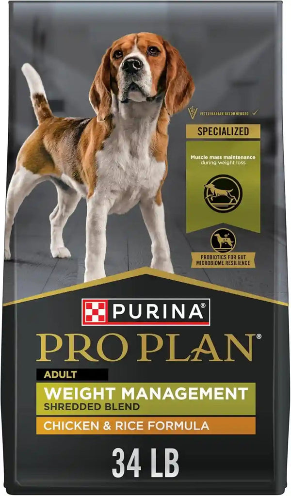 Purina Pro Plan Weight Management Dog Food Dry, Shredded Blend Chicken and Rice Formula - 34 Lb. Bag1