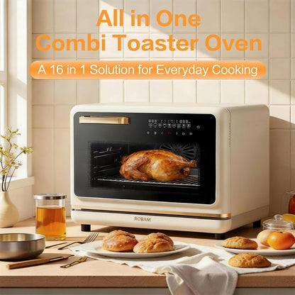 Toaster Air Fryer Oven Combo, Countertop Convection Cooker with Bake & Fry, 1.2 Cu.Ft Large Capacity Combi Steam Oven, 32 Preset Recipes, Smart Touch Precise Temp Control, Multi-Stage CT7662