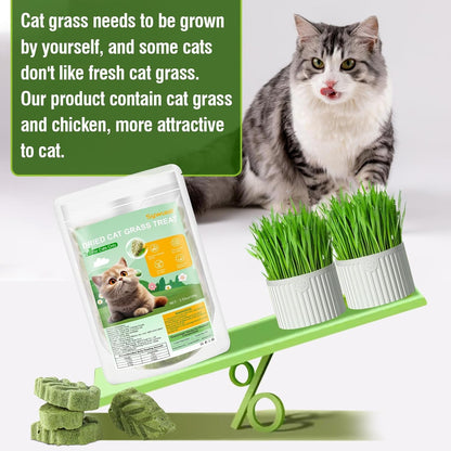 100G/3.52Oz Cat Grass Treats, Cat Grass Teething Stick for Hairball Remove and Teeth Cleaning, Edible Cats-Grass Stick Snack5