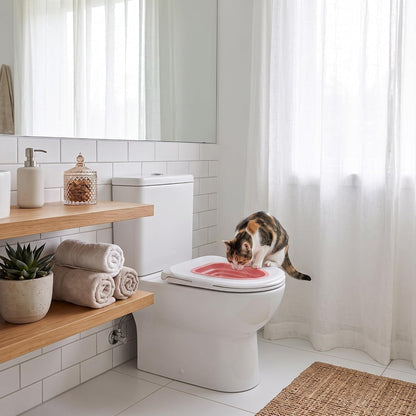 Zerone Cat Toilet Training Kit, Universal Removable Design Reusable Environmentally Friendly Cat Toilet Trainer for Pet Cleaning (White Tray, 1 Pink Inner Support)3
