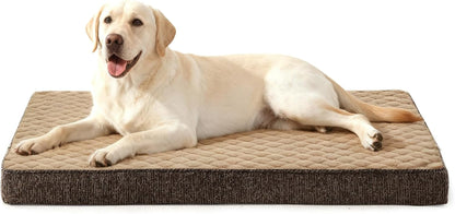 JOEJOY Orthopedic XL Dog Bed for Large Dogs, Waterproof Dog Bed for Crate with Washable Removable Cover, Extra Thick Egg-Crate Memory Foam Pet Beds, Grey, 41"X27"10