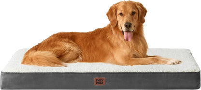 EHEYCIGA Orthopedic Dog Bed Large with Removable Washable Cover,Grey,41X27 | Egg Crate Foam Support,Durable Oxford Fabric,Non-Slip Bottom,Machine Washable,Soft Waterproof Plush Pet Bed Mat for Crate44