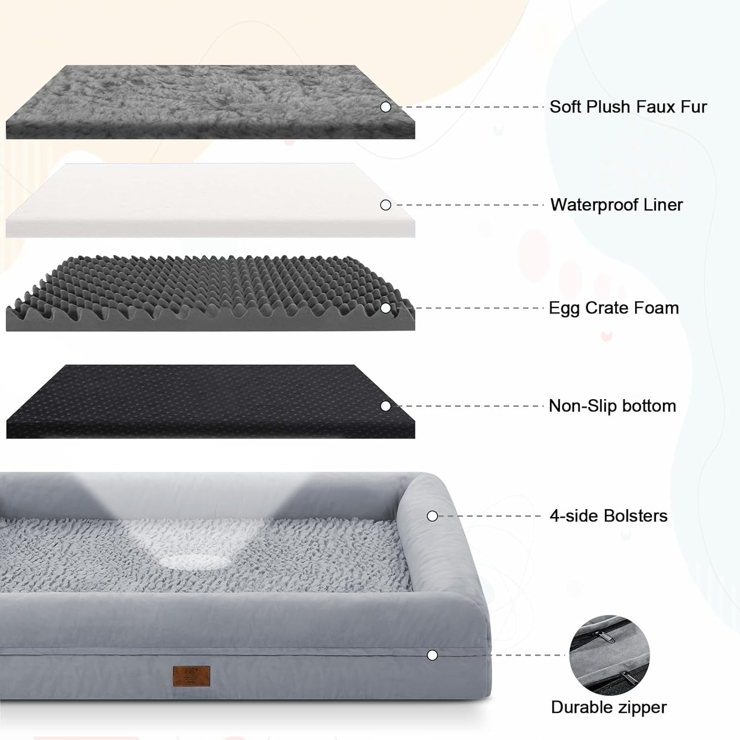 xl-orthopedic-waterprood-dog-bed-for-extra-large-size-dogs-360-degree-bolster-support-egg-crate-foam-waterproof-liner-non-slip-bottom-machine-washable-cover-45-x-35-inch