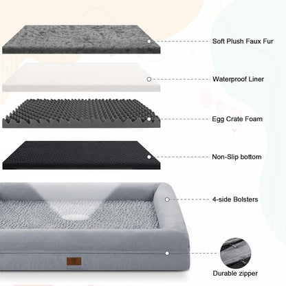 XL Orthopedic Waterprood Dog Bed for Extra Large Size Dogs | 360 Degree Bolster Support, Egg Crate Foam, Waterproof Liner, Non-Slip Bottom, Machine Washable Cover, 45 X 35 Inch5