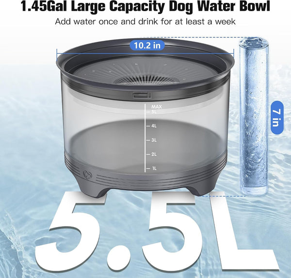 UPSKY 5.5L No-Spill Dog Water Bowl, Slow Drinking Feeder for Messy Drinkers | Large Capacity, Raised Stand Design, Splash-Proof, Anti-Slip, Visible Water Level, Easy to Clean, Ideal for Multi-Pet Homes2