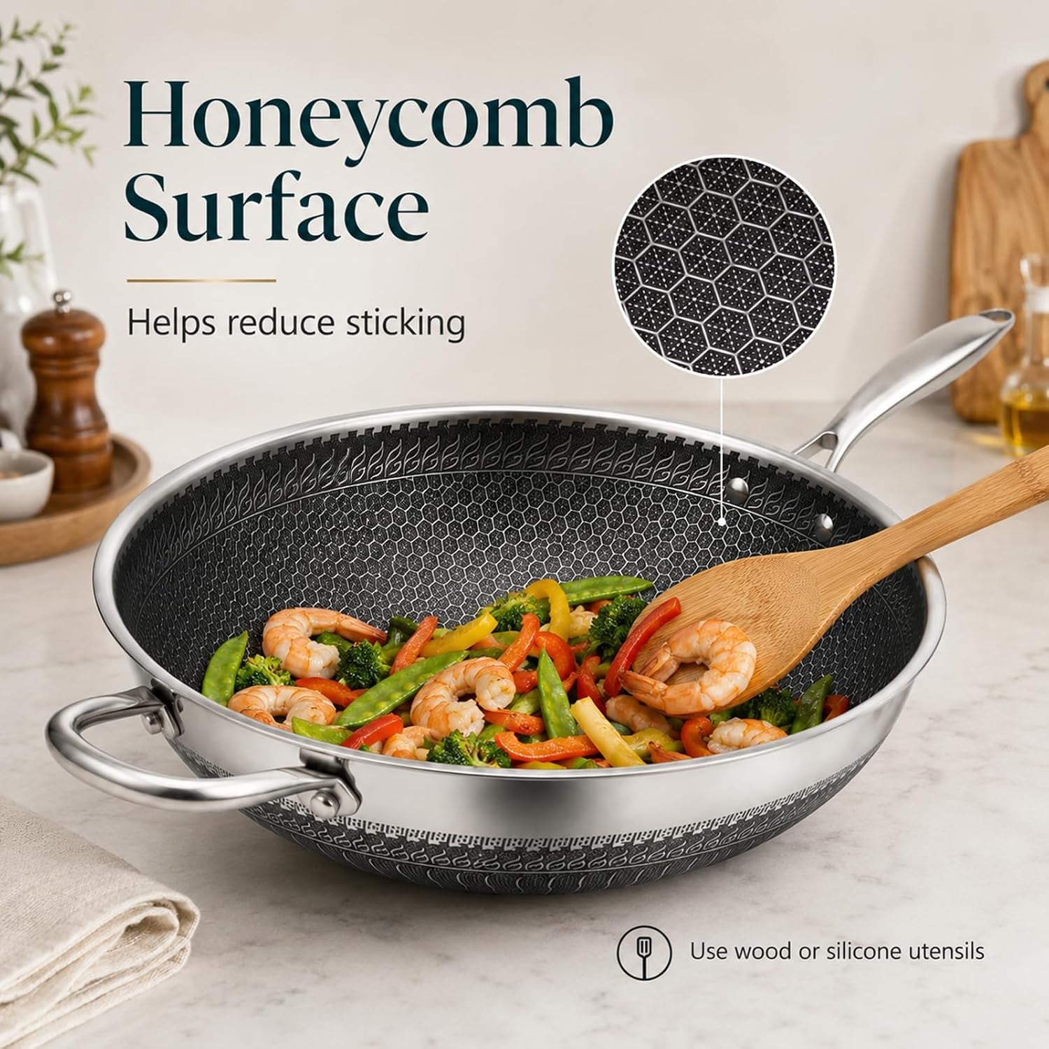 12-6-inch-stainless-steel-honeycomb-wok-pan-with-standing-glass-lid-flat-bottom-stir-fry-pan-for-induction-gas-electric-stoves-physical-stick-resistant-surface-dishwasher-safe