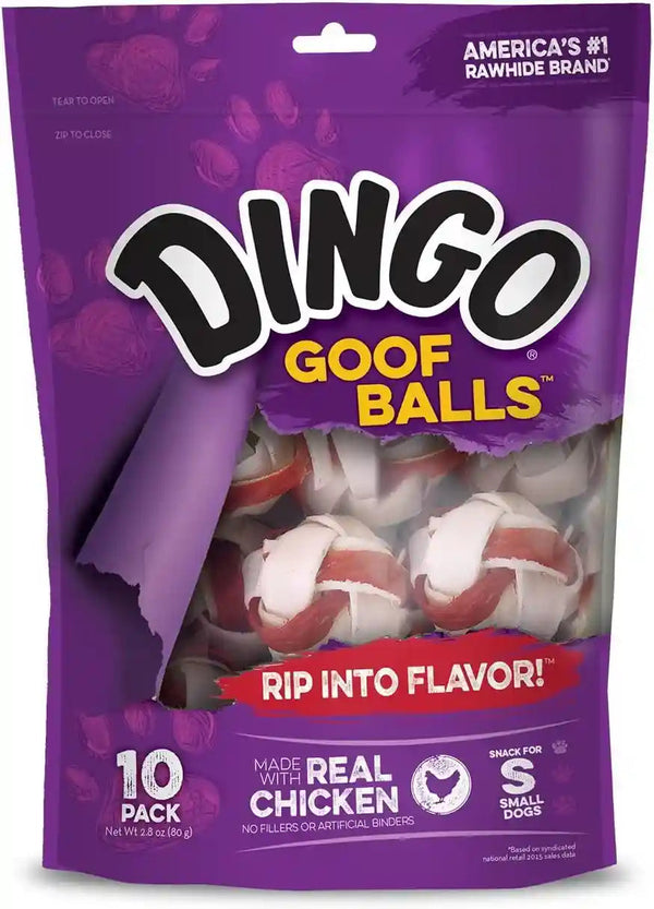 Dingo Goof Balls Rawhide Treats for Small Dogs, with Real Chicken, 15 Ct | Long-Lasting Rawhide Chew Wrapped with Real Chicken, Natural Chewing Action Promotes Clean Teeth, for Adult Dogs10