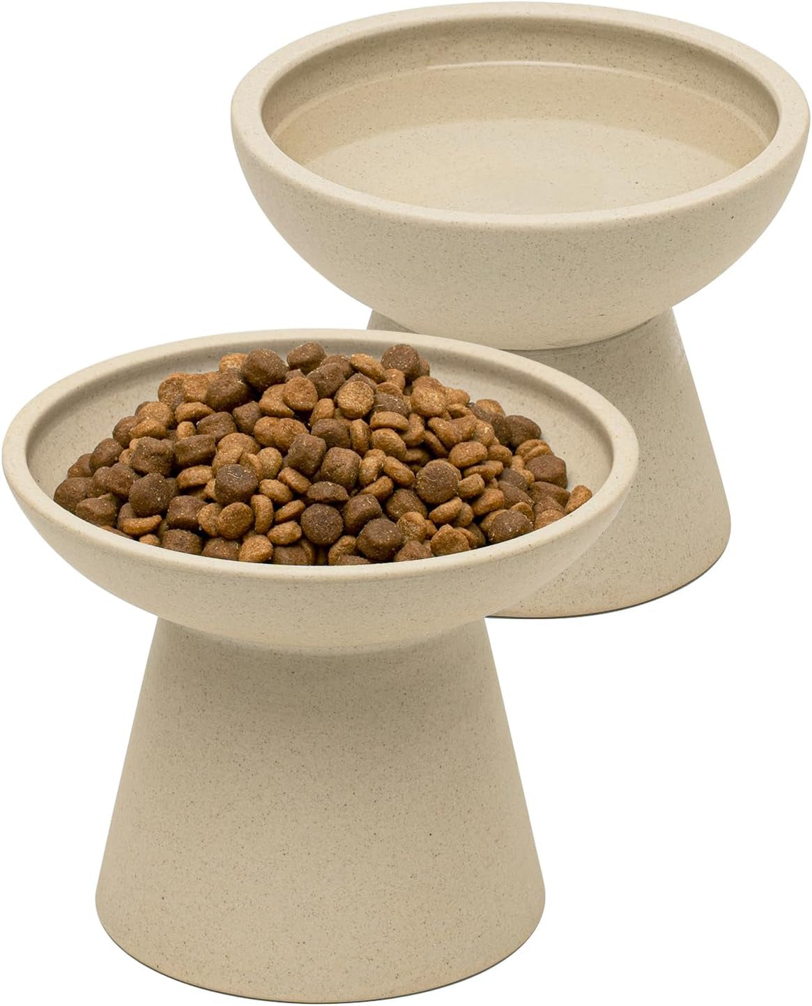 ceefu-2-pack-elevated-ceramic-cat-bowls-extra-wide-for-food-water-anti-vomiting-whisker-friendly-shallow-food-dish-and-deep-water-bowl-lead-cadmium-free-raised-height-for-cats-sage-green