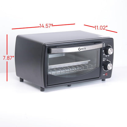 9.6L 4 Slices Countertop Toaster Oven 9.6L 4 Slices Compact Size | Even Heating, for Toast, 8" Pizza, Bake and Broil, in Apartment, Dorm, Suitable for 2-3 Persons4