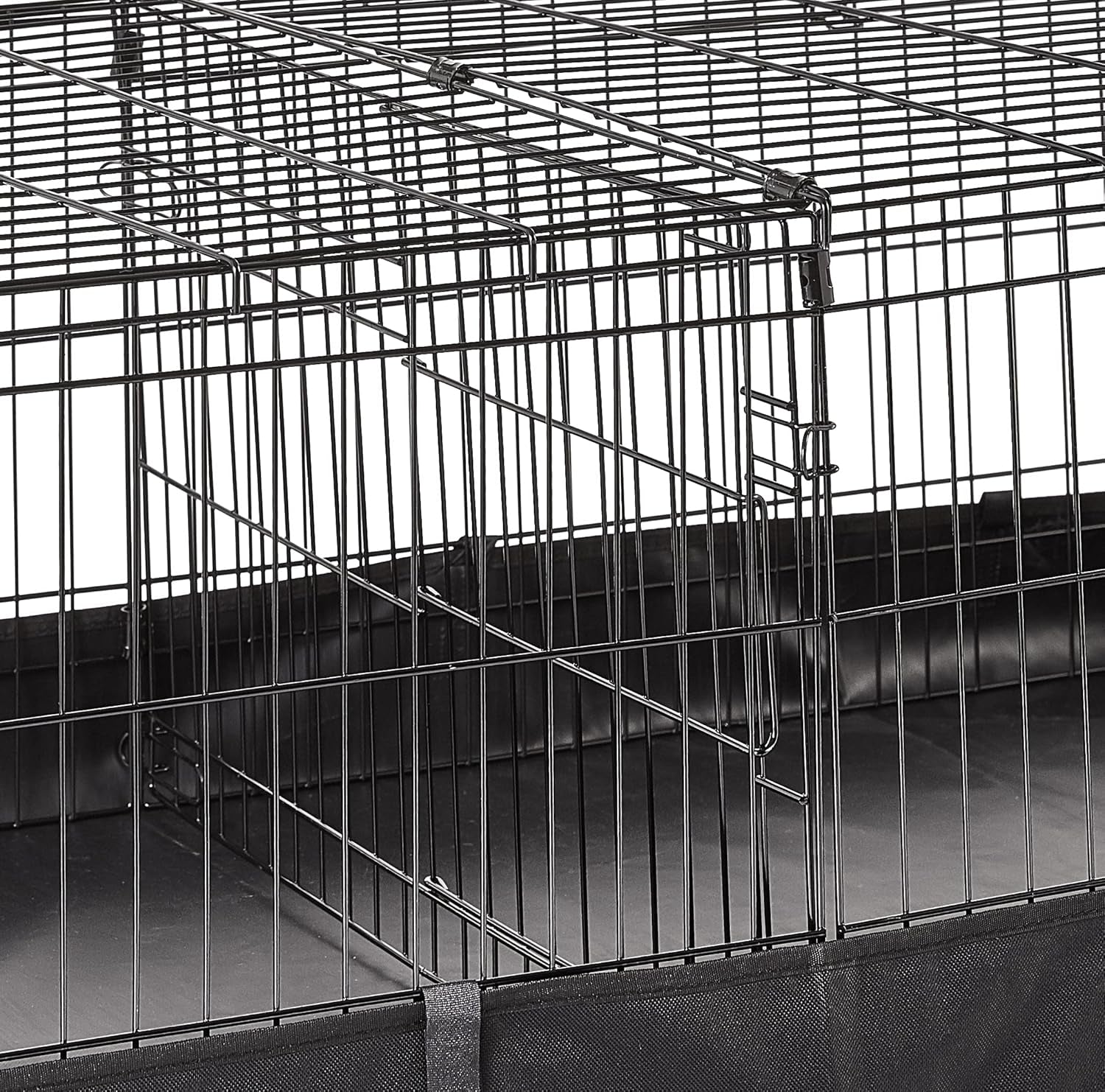 amazon-basics-leakproof-canvas-bottom-guinea-pig-cage-easy-to-clean-small-animal-habitat-with-divider-set-indoor-outdoor-portable-no-tools-needed-47-6l-x-24-2w-x-14h-black