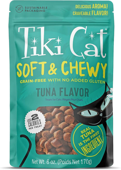 Tiki Cat Soft & Chewy Treats, Tuna Flavor, 3 Calories per Treat with Grain-Free and No Added Gluten, 6 Oz Pouch (Pack of 1)1