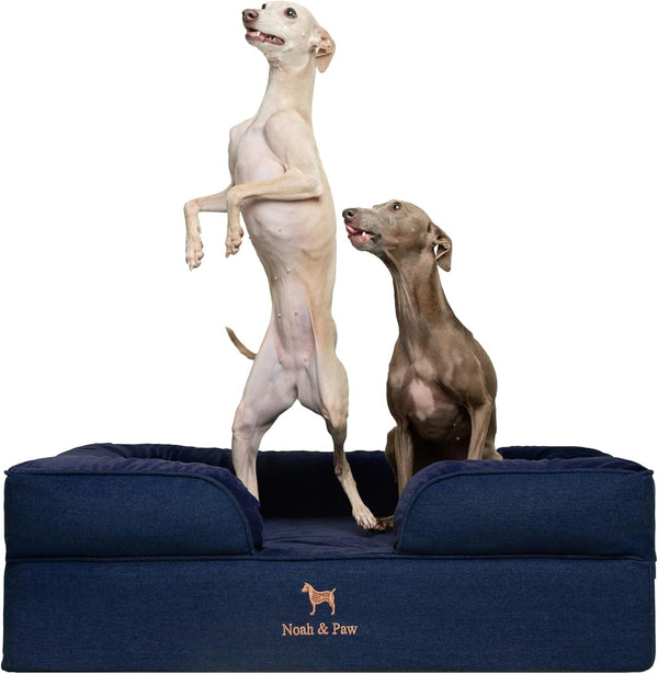 NOAH & PAW Large Dog Bed, 35X25X11 Inch, Orthopedic Dog Beds, Eggshell Memory Foam Infused with Cooling Gel, Inner Cover, Water Resistant, Machine Washable (Faux Leather)10