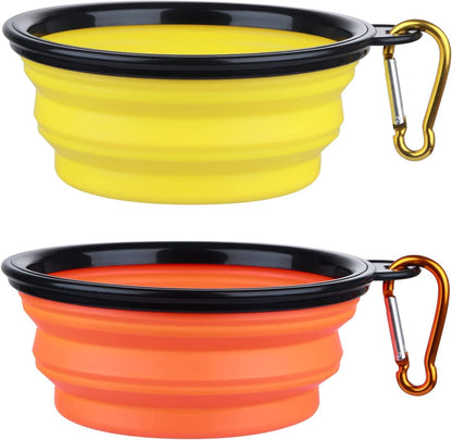 Dog Bowl Pet Collapsible Bowls, 2 Pack for Cats Dogs, Portable Pet Feeding Watering Dish for Walking Parking Traveling with 2 Carabiners (Small, Blue+Green)11