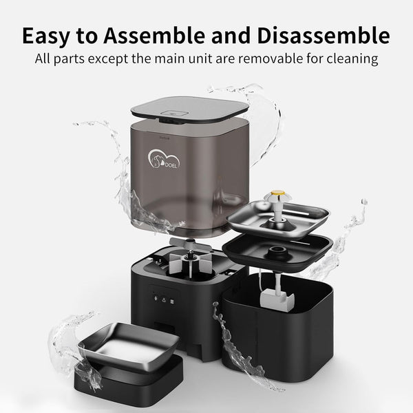 DOEL 2.4Ghz Wifi Automatic Cat Feeder and Water Fountain, 6L/24 Cups Timed Dry Food Dispenser for 2.5 Weeks, with APP Remote Control, Voice, for Small Medium Dog Puppy Kitten9