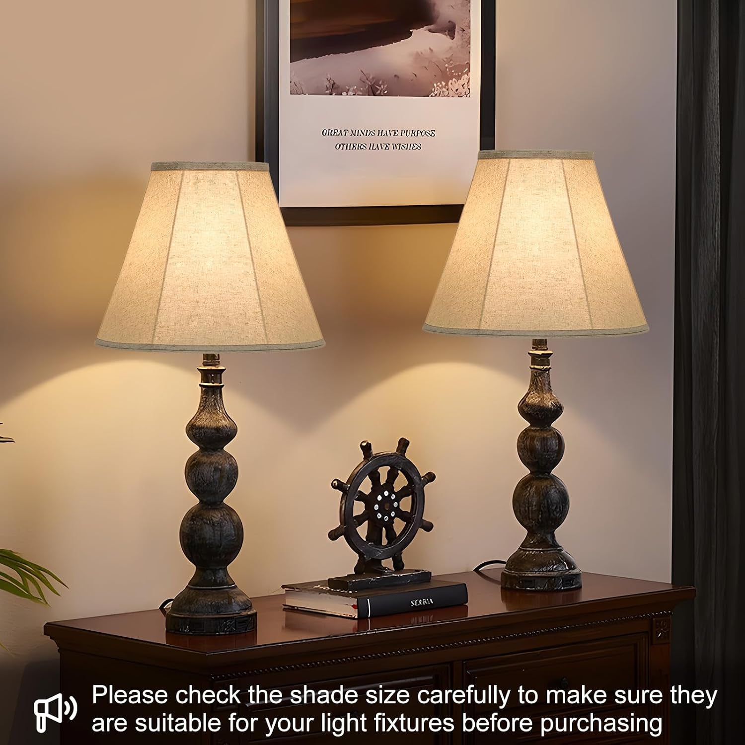 bell-lamp-shades-set-of-2-6top-x-13bottom-x-10high-beige-lamp-shade-lampshade-for-table-lamps-floor-lamps-fabric-natural-linen-hand-crafted-spider-fitter-harp-holders-included-easy-assembly