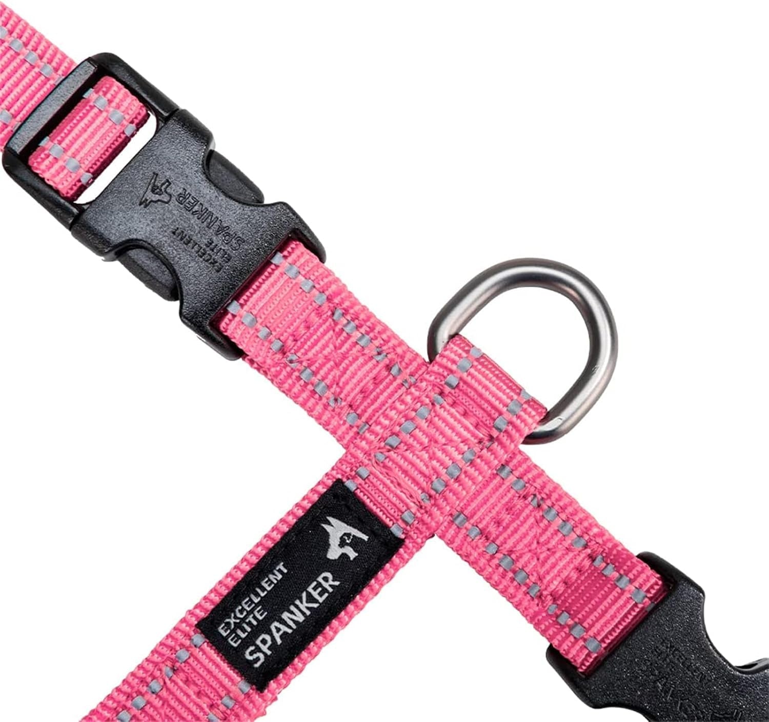 excellent-elite-spanker-no-pull-dog-harness-reflective-nylon-vest-l-shaped-adjustable-easy-pet-harness-for-small-medium-large-breeds-dogs-walking-training-black-redpink-m