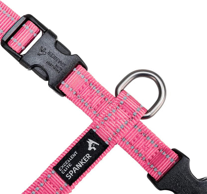 EXCELLENT ELITE SPANKER No Pull Dog Harness Reflective Nylon Vest L-Shaped Adjustable Easy Pet Harness for Small Medium Large Breeds Dogs Walking Training Black Red(Pink-M)3