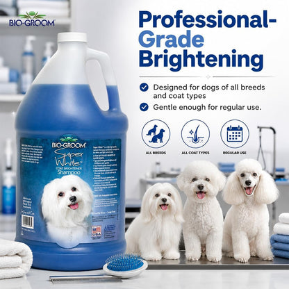 Bio-Groom Super Whitening Dog Shampoo - Whitening Pet Shampoo, Dog Bathing Supplies, Puppy Wash, Grooming Supplies, Cruelty-Free - 1 Gallon3