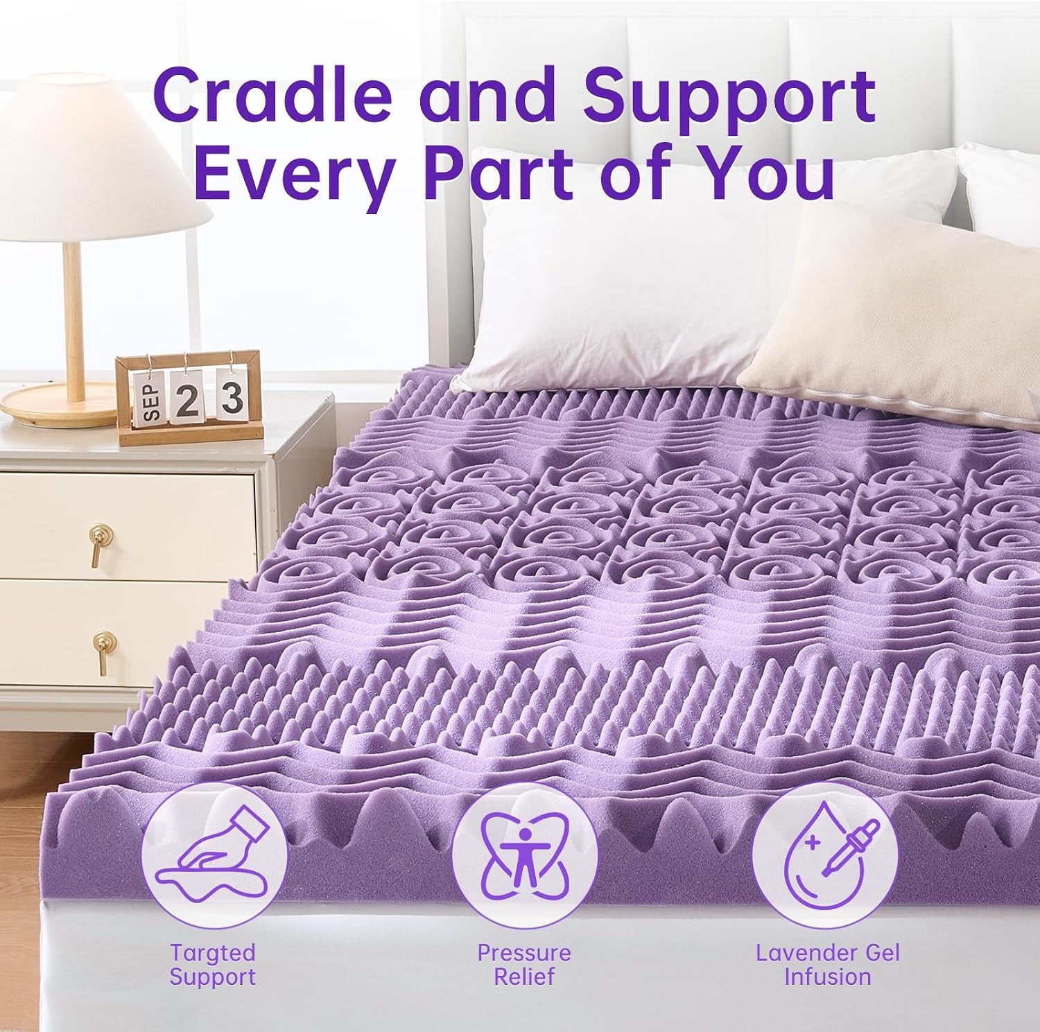 3-inch-7-zone-queen-mattress-topper-egg-crate-memory-foam-mattress-topper-queen-size-for-back-pain-lavender-gel-infused-bed-pad-certipur-us-and-oeko-tex-certification-60-80