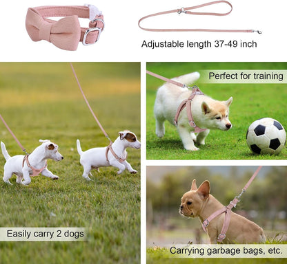 Dog Harness and Leash Set, XXS No Pull Adjustable Puppy Harness with Multifunction Pink Dog Leash and Dog Collar, Soft No Choke Escape Proof Pet Harness Vest for Small Dogs and Cats (Pink, S)5