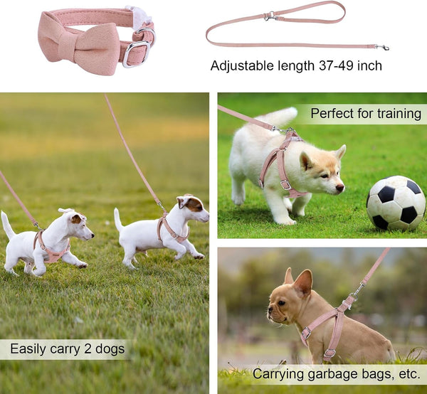 Dog Harness and Leash Set, XXS No Pull Adjustable Puppy Harness with Multifunction Pink Dog Leash and Dog Collar, Soft No Choke Escape Proof Pet Harness Vest for Small Dogs and Cats (Pink, S)5