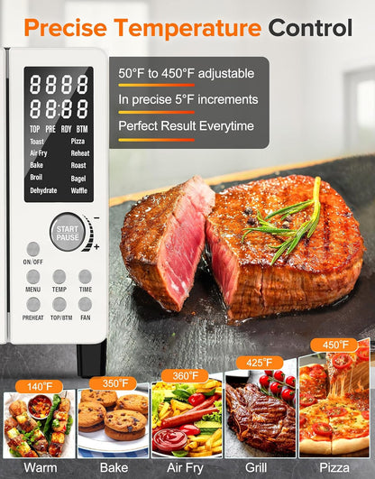 Bravo Pro Smart Air Fryer Toaster Oven Countertop Combo | 10-In-1 Cooking Functions, 1800W, 50-450°F, 21-Qt, Pfas-Free, Upgraded Super Convection, Cream4