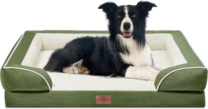 Comfort Expression Orthopedic Dog Bed for Extra Large Dogs with Bolster | Waterproof Dog Couch Bed with Washable Cover & Non-Slip Bottom, Supportive Egg Crate Foam XL Pet Bed, 42X30 Inch45