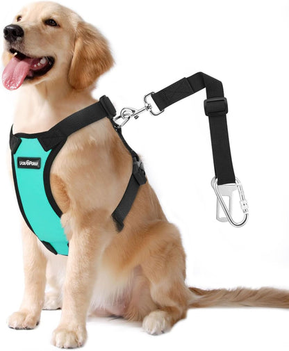 Vavopaw Dog Seat Belt Vest Harness for Car,2 in 1 Seatbelt Buckle | Soft Breathable Mesh,Adjustable Buckle,Nylon,Heavy Duty Pet Safety Seat Belts for Small Medium Large Pets,Black,L21