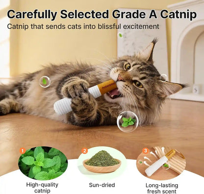 Potaroma 3-Pack Catnip Cat Toys, 15,000Mg A+ Pure Kitten Kickers | Funny Plush Sticks for Indoor Cats to Chew, Hug, Wrestle and Bat; Cute for Kittens and Bored Adult Cats.3