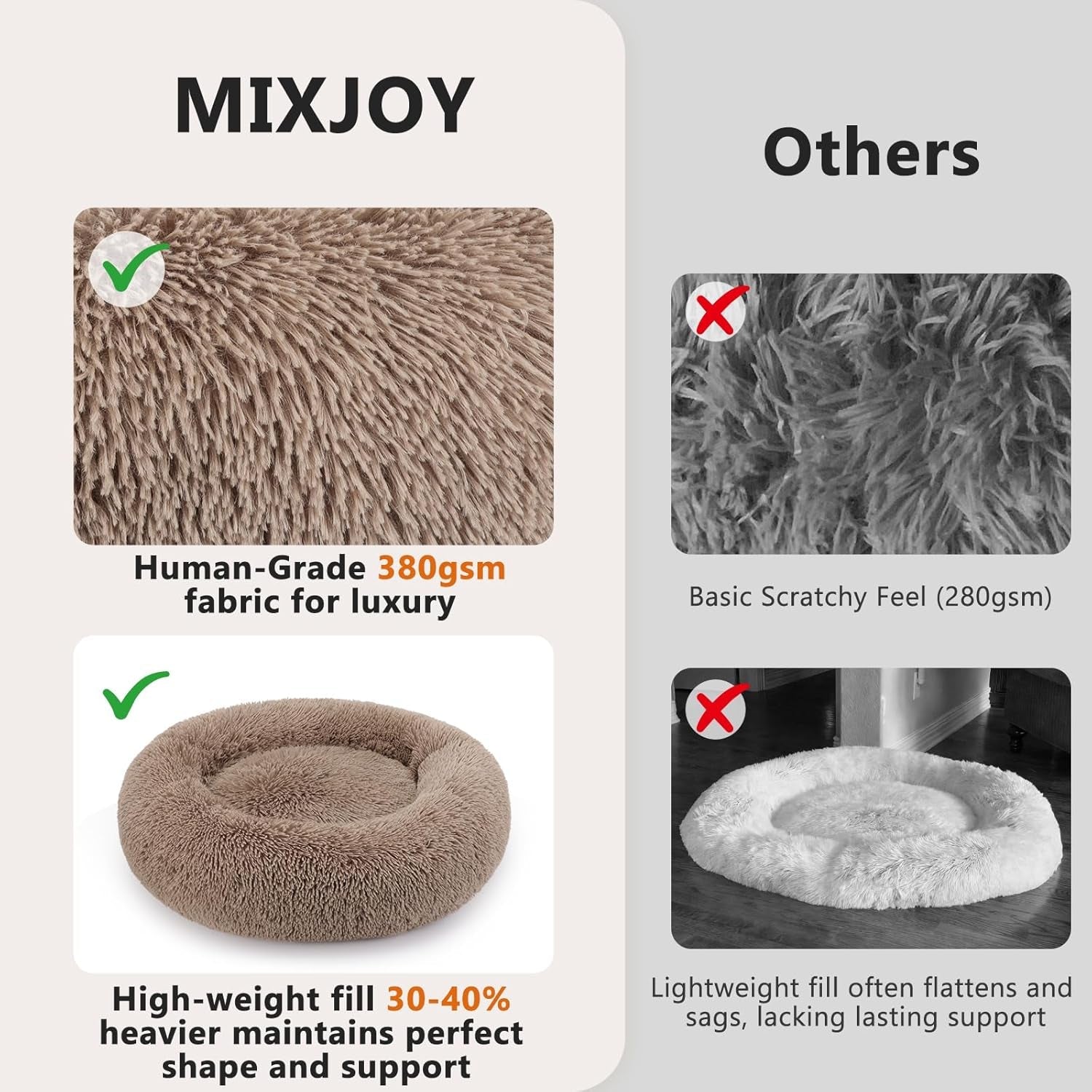 mixjoy-orthopedic-dog-bed-comfortable-donut-cuddler-round-pet-beds-ultra-soft-washable-dog-and-cat-cushion-20-23-30-23-brown