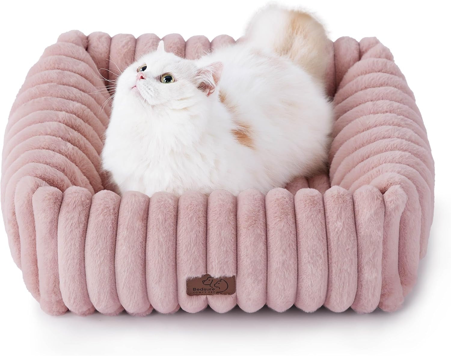 bedsure-comfyfleece™-cute-dog-bed-for-small-medium-dogs-washable-25in-cream-furry-puppy-beds-square-rectangle-orthopedic-corduroy-aesthetic-pet-beds-removable-zipper-cover-non-slip-bottom-up-to-15-lbs