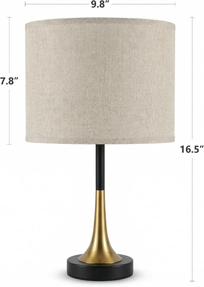 16.5'' Modern Table Lamps Set of 2 with Gold Metal Base and Linen Shade, Mid-Century Bedside Nightstand Lamps for Living Room and Bedroom(Bulb NOT Included)9