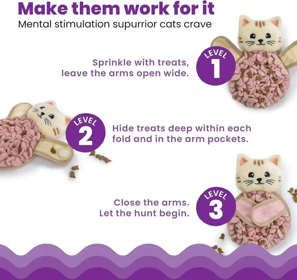 Catstages Snuffle Mat for Cats - Interactive Foraging Toy with Hidden Treats, Non-Slip Base, and Hunting Stimulation for Mental and Physical Activity, 8.7" X 6"4