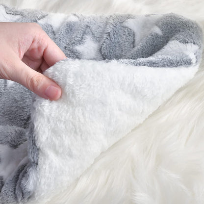 Small Animal Bed Mat, Soft & Warm, Suitable for Guinea Pig, Hamster, Rabbit, Rat and Bearded Dragon (X-Large(13.3''X9.4''), Star Grey)4