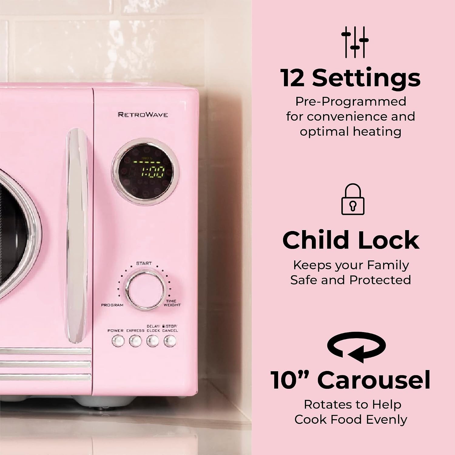 retro-countertop-microwave-oven-large-800-watt-0-9-cu-ft-12-pre-programmed-cooking-settings-digital-clock-kitchen-appliances-pink-retro-wide-2-slice-toaster-vintage-design