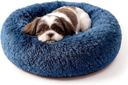 Small Calming Dogs Bed for Small Dogs Anti-Anxiety Machine Washable Fluffy Luxury Anti-Slip Waterproof Mute Base Warming Cozy Soft Pet Puppy round Bed35