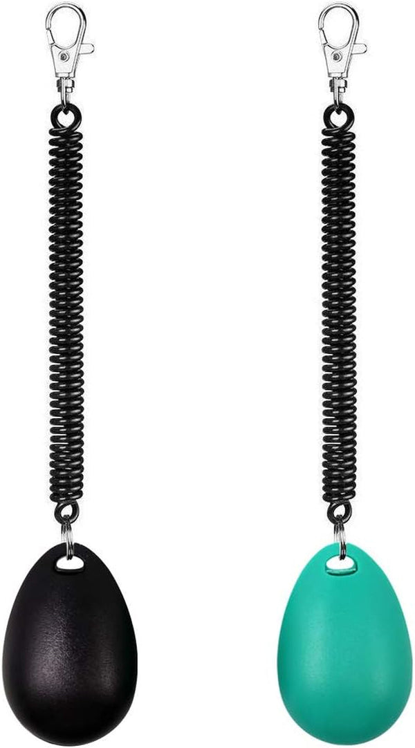 OYEFLY Dog Training Clicker with Wrist Strap Durable Lightweight Easy to Use, Pet Training Clicker for Cats Puppy Birds Horses. Perfect for Behavioral Training 2-Pack (Black and Water Lake Blue)2