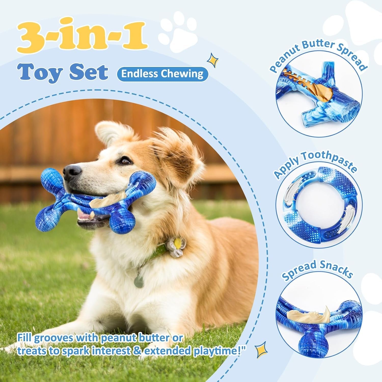 furdog-3pack-dog-toys-for-aggressive-chewers-dog-chew-toy-tough-dog-toys-to-keep-them-busy-bacon-flavor-teething-chew-toys-dental-health-for-large-medium-small-breeds-blue