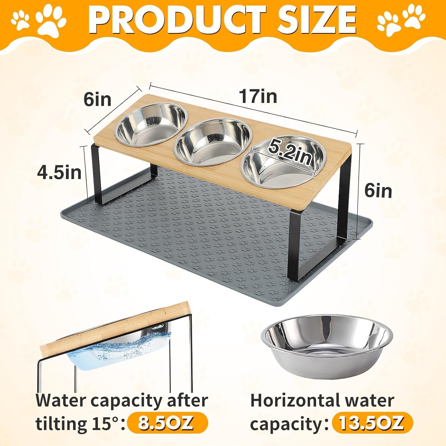 15-tilted-elevated-cat-bowls-raised-cat-bowls-stand-with-silicone-food-mat-3-stainless-steel-cat-dishes-for-food-and-water-anti-vomiting-for-indoor-cats-and-small-pets