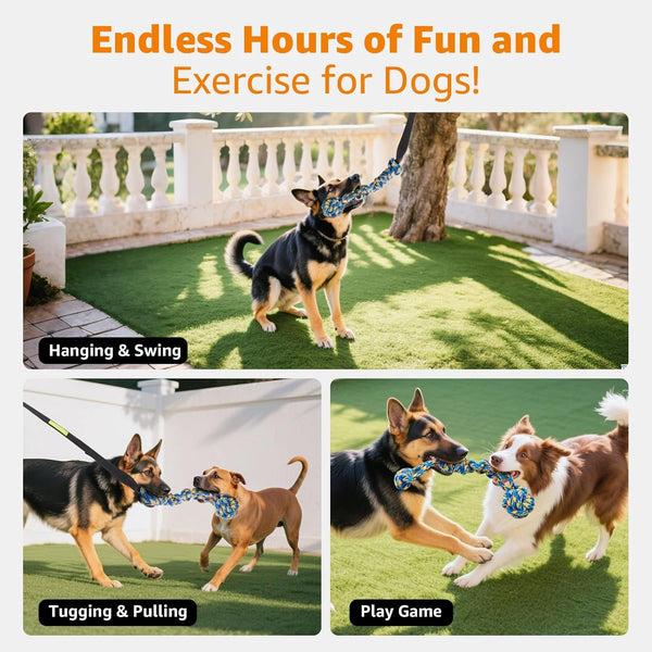 LOOBANI Outdoor Bungee Tug Toy, Interactive Tree Hanging Dog Toys, Black | Durable, Tug of War, Exercise Play Cord & Tether, Chew Rope Toy, Muscle Building & Bite Training, for Small to Large Dogs4