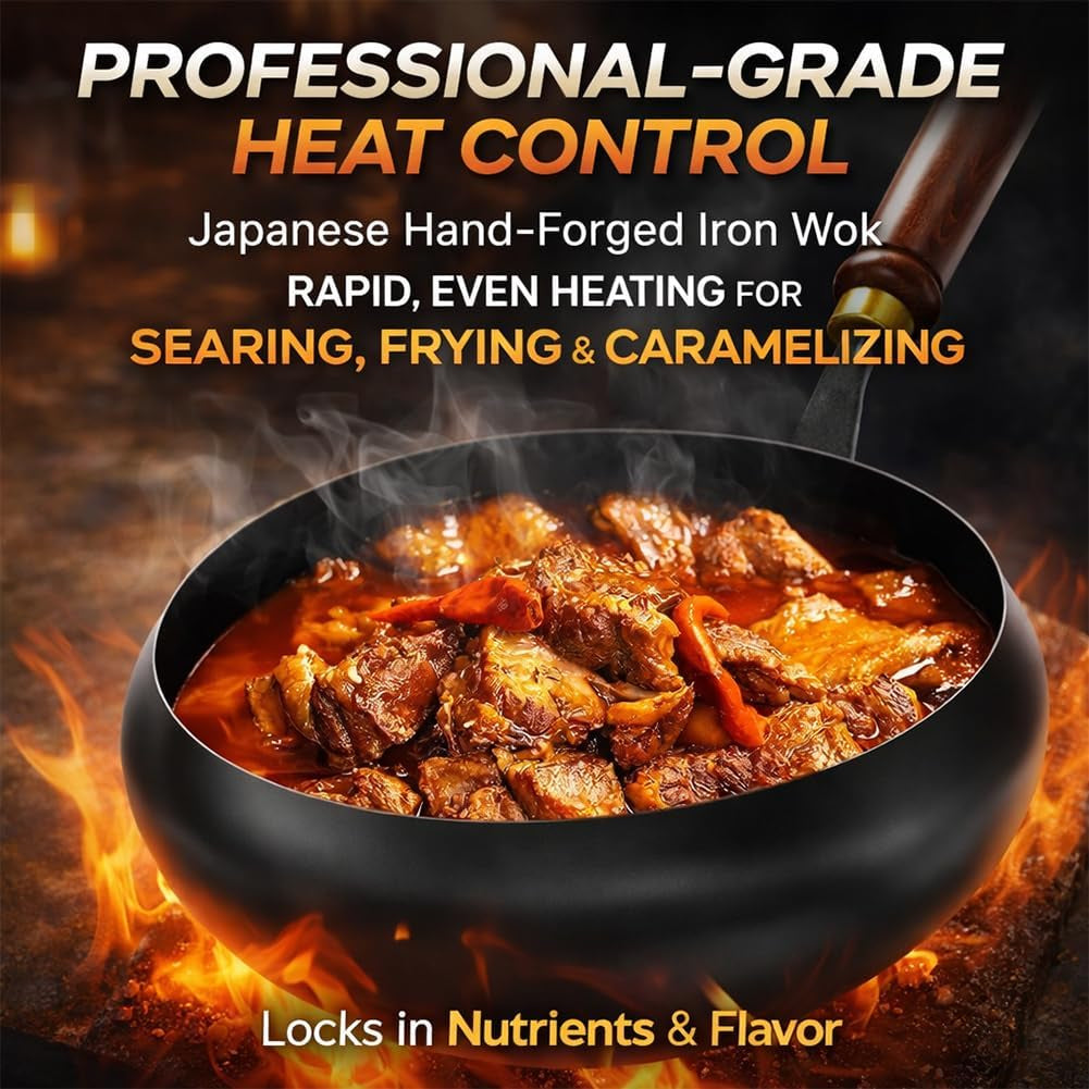 2026-upgraded-uncoated-thick-iron-pot-japanese-hand-forged-non-stick-iron-pan-without-coating-durable-and-rust-free-for-cooker-gas-stir-fry-pans-round-bottom-with-lid-glass-lid-11in