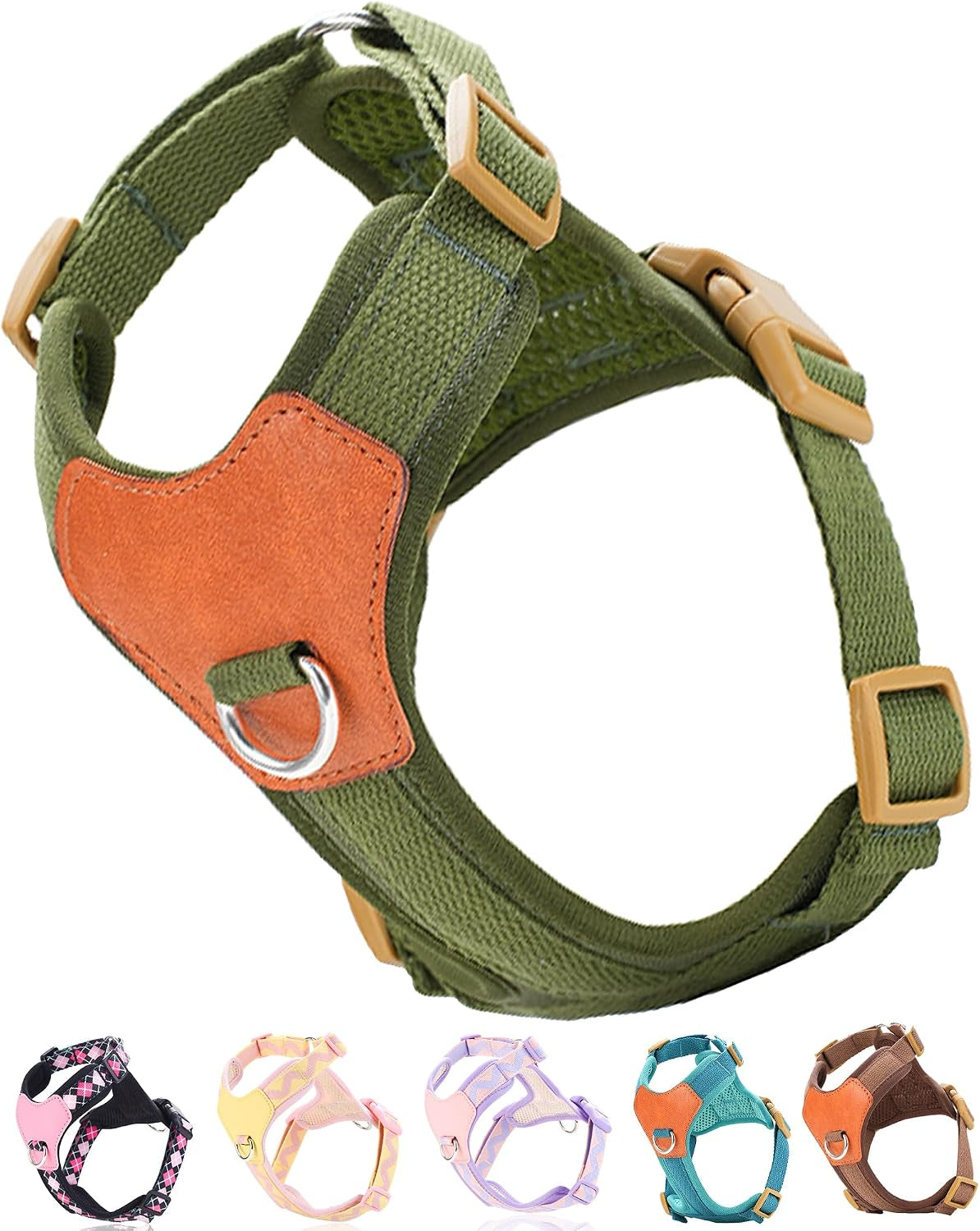 green-xs-dog-harness-for-small-dogs-no-pull-dog-harness-with-2-leash-clips-puppy-harness-dog-vest-harnessgreen-xs