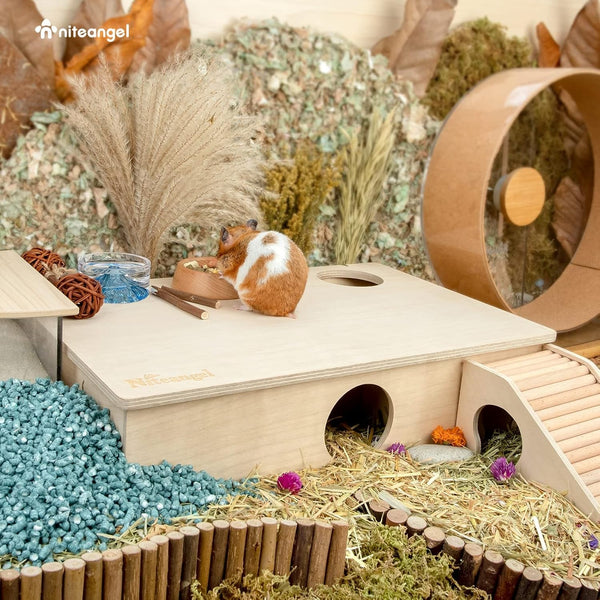 Niteangel Multi-Chamber Hamster House Maze: 2 Entrance 6 Rooms Maze Habitat | No-Disturb Removable Lid - Encourage Pets Hide and Explore Freely Hideout & Tunnel Maze Toys for Hamster Gerbils Mice Lemming3