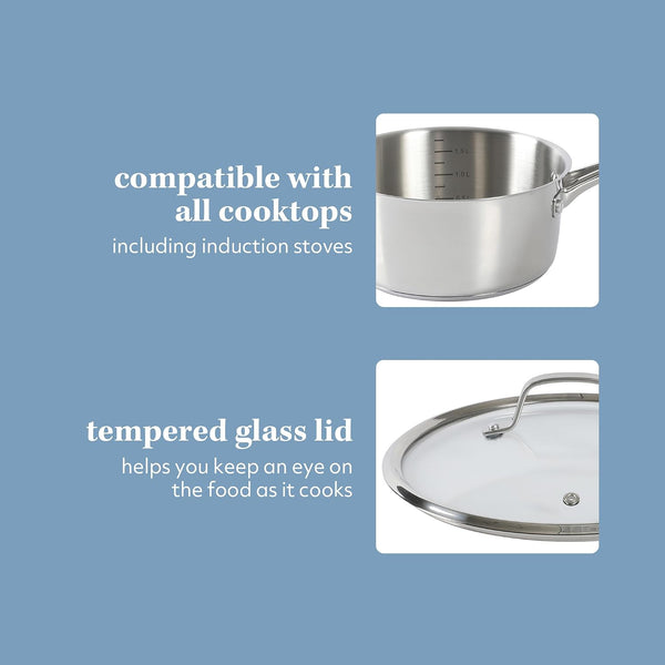 Sur La Table Kitchen Essentials Chef'S Deck 10 Piece Stainless Steel Non Toxic Pots and Pans Kitchen Cookware Set W/Triply Encapsulated Base - Induction Safe6