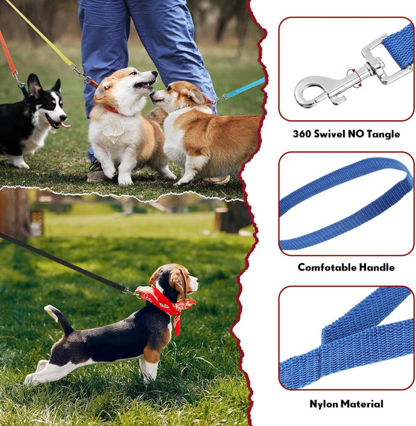 24 Pack Nylon Dog Training Leash Bulk 5 Ft Dog Leash for Small and Medium Puppy Traction Rope for Training, Play, Camping, or Backyard, 12 Assorted Colors(Vibrant Colors)4