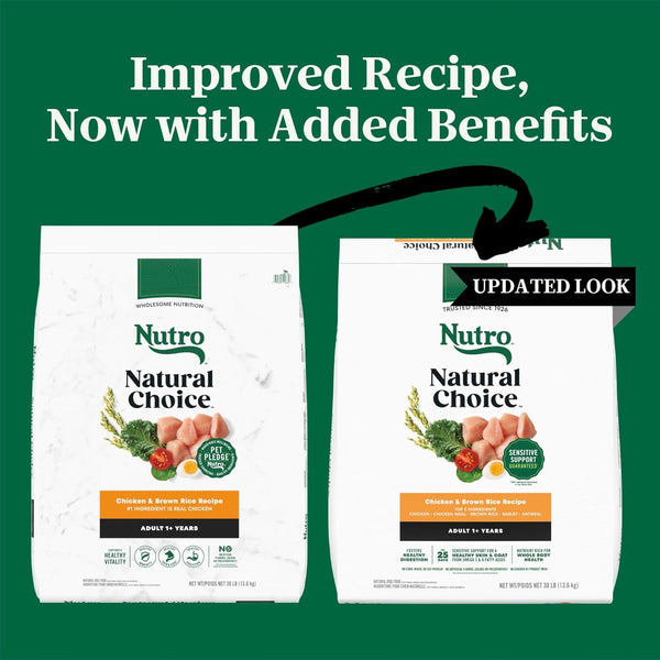 Nutro Natural Choice Adult Dry Dog Food, Chicken & Brown Rice Recipe, 30 Lb | Non-Gmo, Real Chicken #1 Ingredient, No Corn, Wheat, Soy or Chicken By-Product Meal, Supports Skin & Coat/Digestion/Immunity2