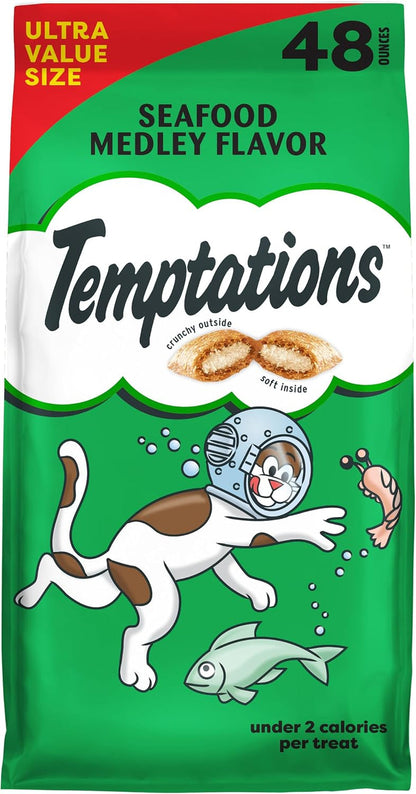 Temptations Classic Crunchy and Soft Cat Treats, Seafood Medley, 30 Oz | under 2 Calories per Treat, 100% Complete & Balanced Adult Cat Nutrition, Resealable Tub, Use as Snack, Meal, or Food Topper13