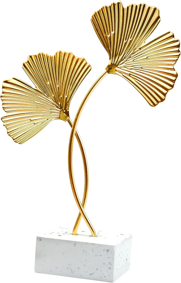 Metal Ginkgo Leaf Ornaments, Gold Ginkgo Leaf Desktop Decoration Sculpture, Modern Creative Home Décor Accents Statue for Office, Bedroom, Bookshelf1