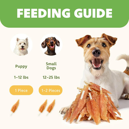 MON2SUN Dog Treats, 4–4.5 Inch Chicken Wrapped Triangle Rawhide Sticks | 18.34 Oz, 40 Count, High Protein, Easy-To-Hold Design, for Puppies & Small Dogs, Daily Rewards6